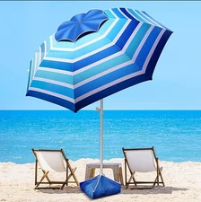 8 FT Large Beach Umbrella – Windproof Level 7, Tilt Adjustable,UPF 50+ Sun Shade