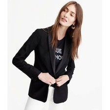 J.Crew Black 1-Button Blazer Satin Tuxedo Collar 2 style H2744 Wool Blend