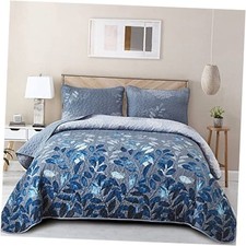 Floral Quilt Set California King, 3 Pieces California King 106" 96" Blue