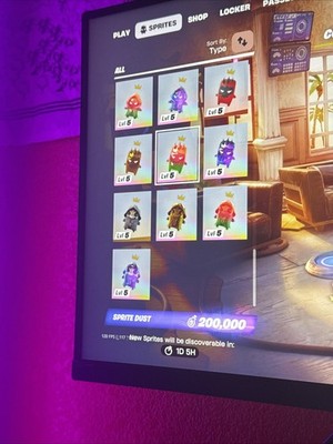 Fortnite Sprites All LVL 5 Normal, Gold, Gummy, Galaxy Sprites ALL MASTERED