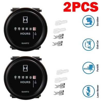 2pcs Mechanical Hour Meter Gauge Professional Engine Hourmeter DC6-80V for Boat