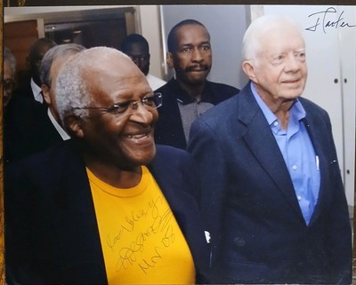 President Jimmy Carter & Archbishop Desmond Tutu Signed Photo Nobel Prize 