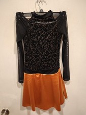 Revolution Black  Copper Jazz Tap Dance Costume Dress Sz L Child Cold Shoulder