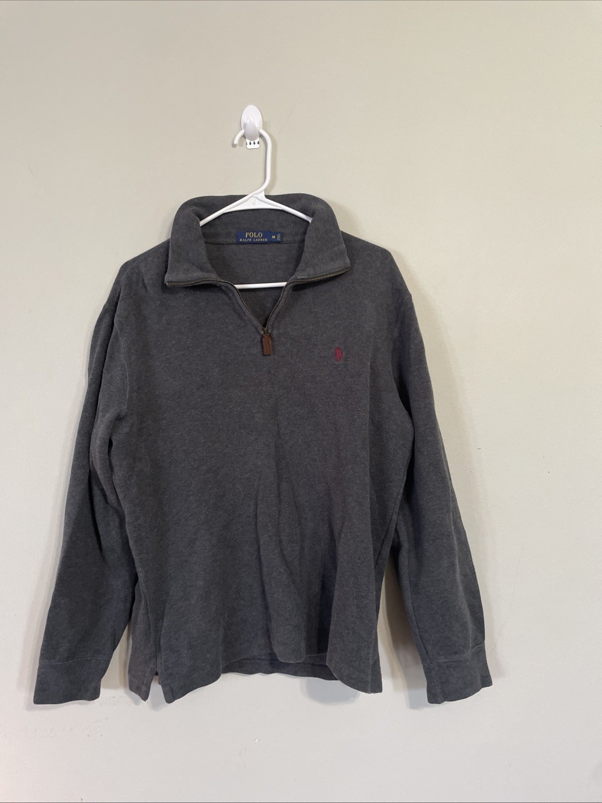 PONY Polo Ralph Lauren Felpa Grigio Medio Pullover Mezza Zip