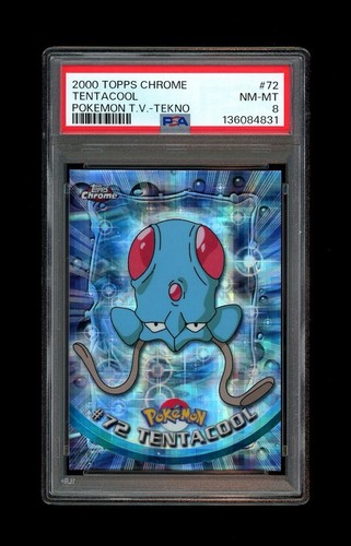 2000 Topps Chrome POKEMON TENTACOOL TEKNO REFRACTOR #72! PSA 8 NM - MINT GRADED