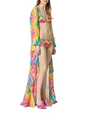 $2980 VALENTINO rainbow chevron 24 muslin cape kaftan cover up sz IT 40 US 4 S
