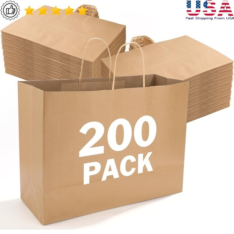 200 Count Durable Paper Gift Bags Weddings Birthdays Parties DIY Decorations New