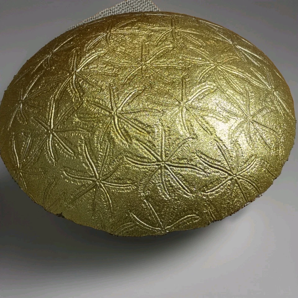 AKCAM 12' Hecho a Mano Dorado Iridiscente Vidrio Tazón para Servir - Patrón de Helecho Texturizado Foto 3 de 4