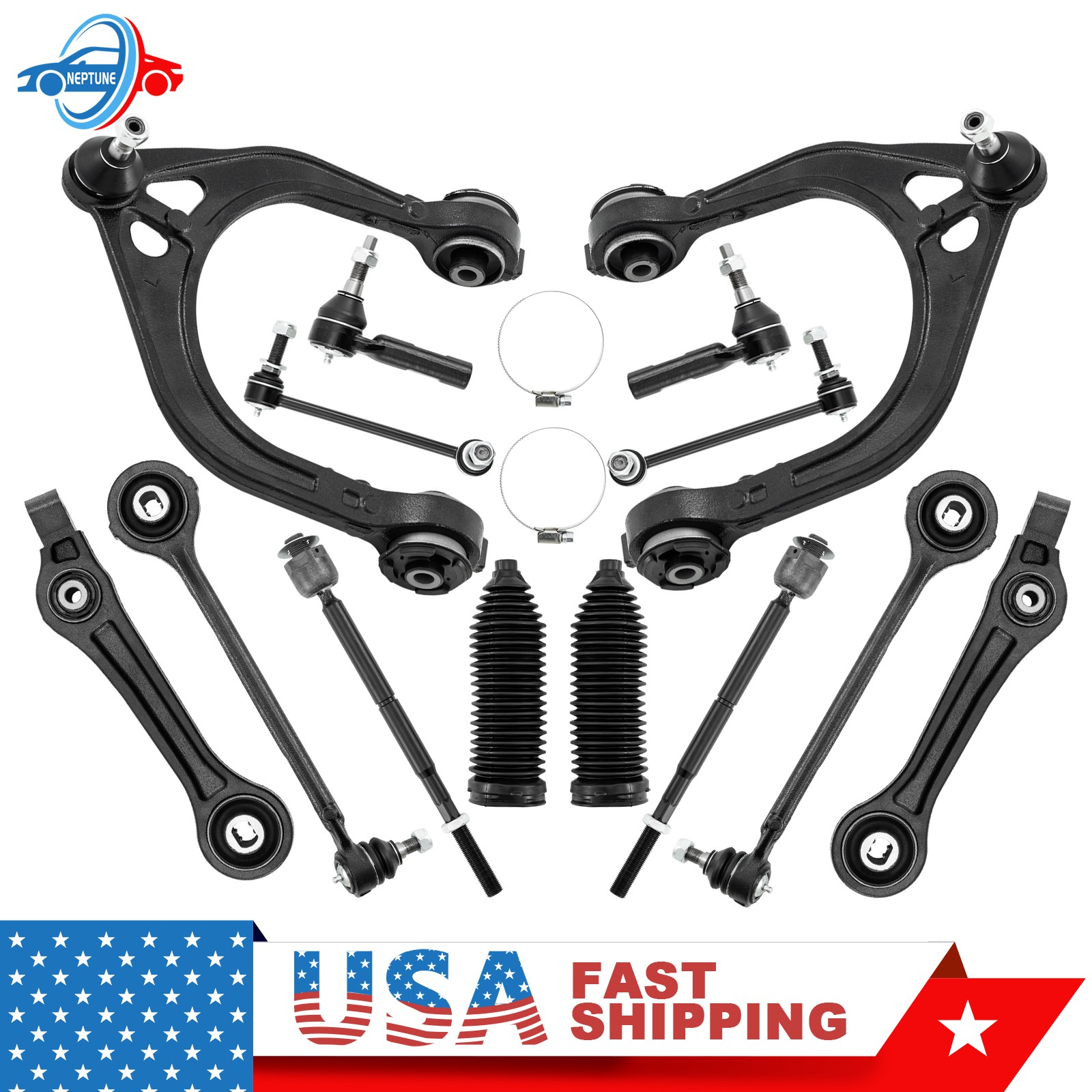 For Chrysler 300 Dodge Charger Magnum Front Control Arms Tie Rods Suspension 2WD