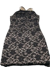 Eliza J Black Lace Overlay Nude Underlay Sheath Dress Women’s 14 Good