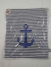 Strandbeutel Turnbeutel Rucksack Maritim schwarz/weiß gestreift mit Anker  #1