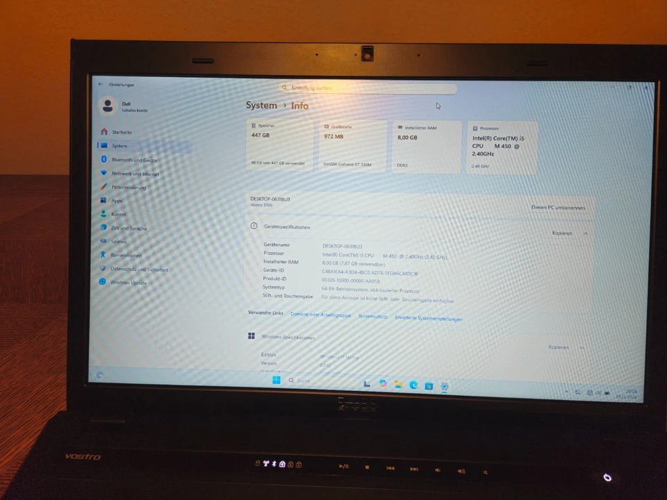 Dell Vostro 3700 Farbe Rot i5 M450 8GB RAM 480GB SSD Windows 11 - Bild 4 von 4