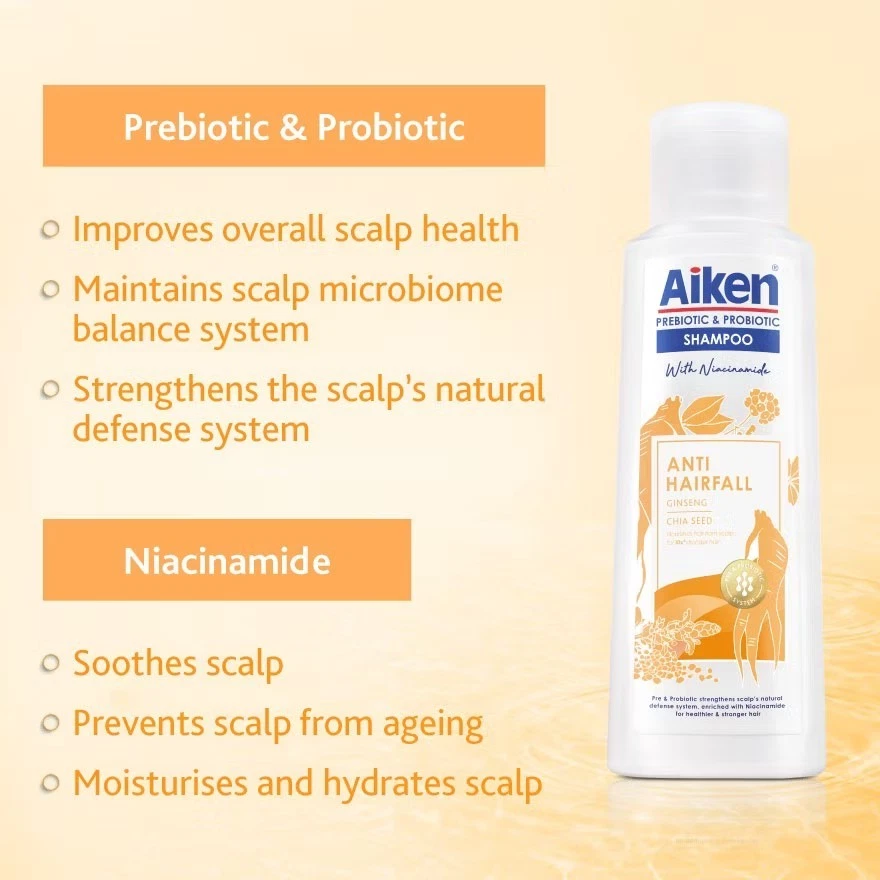Aiken Prebiotic & Probiotic Shampoo – Anti Hairfall (Ginseng & Chia Seed) 325ml - Image 3 of 4