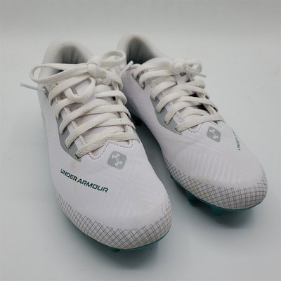 Under Armour Shadow Select 2 Jr Boys Soccer Cleats White Halo Gray Teal 3.5Y