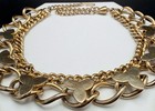 Vintage Gold Tone Chunky Chain Choker Necklace Abstract Flower Accents 16.5” Adj — photo 6