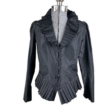 Tadashi Silk Taffeta Evening Jacket Size 2 Pleated Peplum Victorian Style