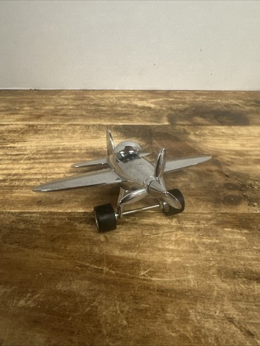 TROIKA Chrome PROP AIRPLANE PAPERWEIGHT & Paper Clip Holder - Picture 2 of 6