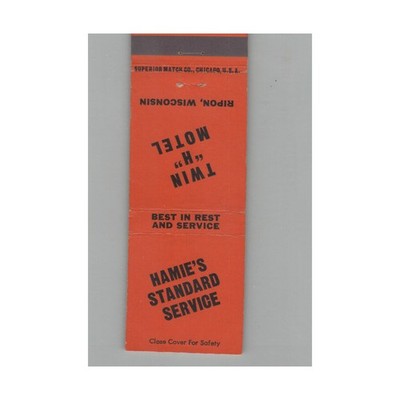 Matchbook Cover Standard Gas Station Hamie's Standard Service Ripon WI