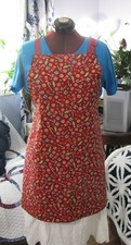 Christmas 1 Bib Apron Home Made Reversible USA Floral Adjustable 100 Cotton