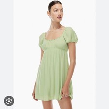 Sunday Best Aritzia Sage Green Babydoll Mini Dress Ruffle Scoop Neck Medium