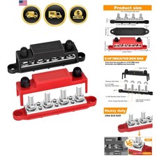 Power Distribution Block 12V 250A Bus Bar Marine Dual Pair with Screws
