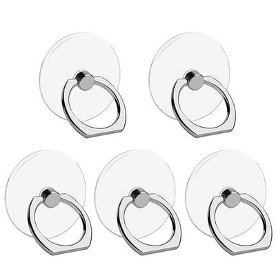 VOVIGGOL Cell Phone Ring Holder Stand 5 Pack, Transparent 5 Siver Round 