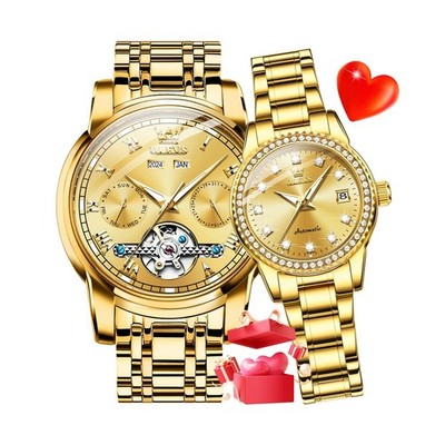 OLEVS Couple Watch Set his and Hers Automatic Matching Romantic Men Women Wri...