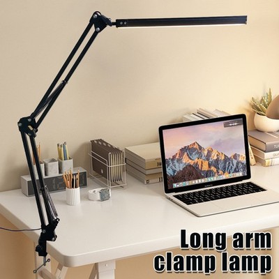 LED Clamp-on Desk Lamp Adjustable Swing Arm Task Light 3 Color Temperatures CI