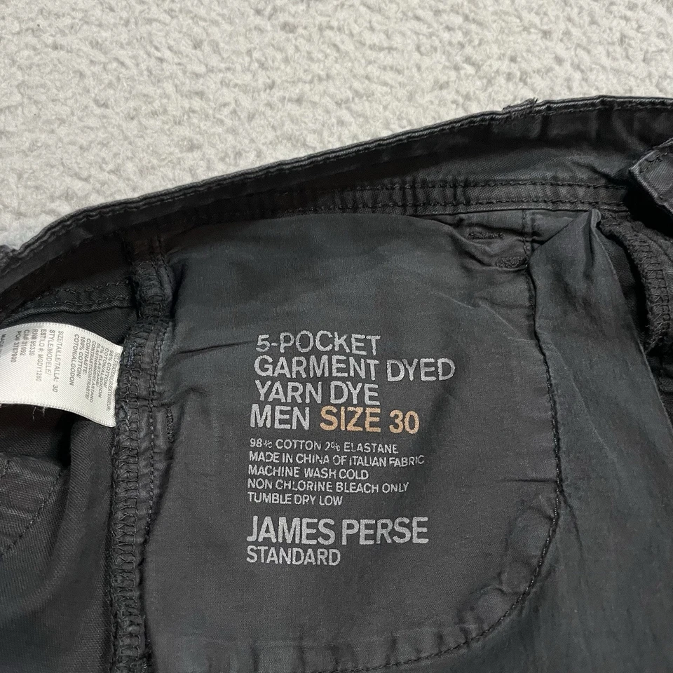 Pantalones chinos James Perse para hombre 30 negros estándar sarga botón mosca ajustados 30x29 Foto 3 de 4