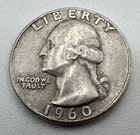 1960 Denver Mint USA Washington Quarter Dollar 90% Silver 25c Coin Mint D B09