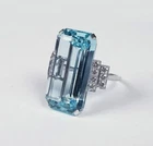 Art Deco 5.80 Ct Aqua Diamond Antique Vintage Engagement Ring 14K White Gold FN
