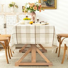 SIELUNO Rectangle Tablecloth Cotton Linen Waterproof Table Cloth Rustic Farmhous
