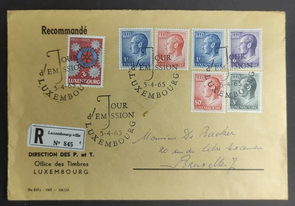 Estampillas de Luxemburgo 1965 en bonita portada 7 estampillas 3 variantes Gran Duque Jean 5-4-65 Foto 2 de 4