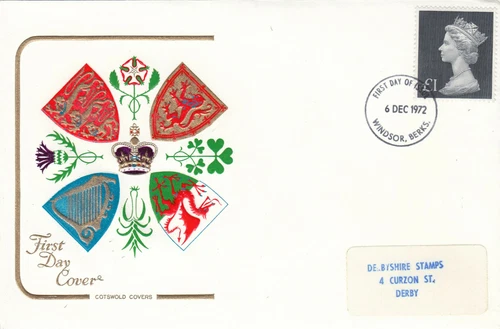 £1 GB Cotswold Definitive  FDC Windsor 1972 (93328)