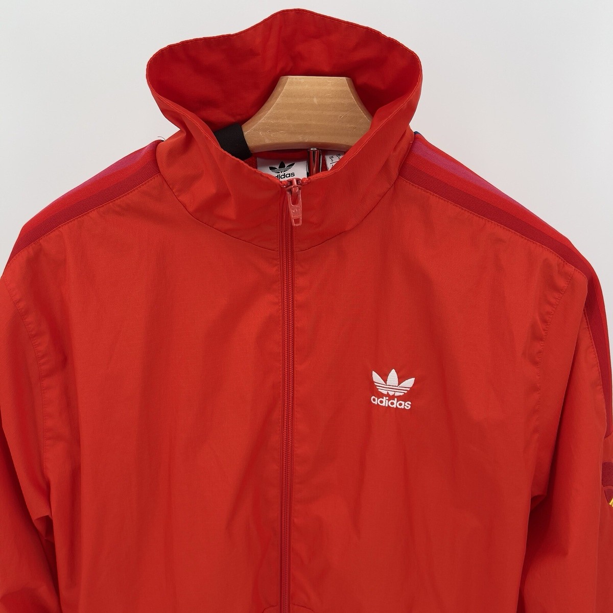 Adidas 3d Trefoil Men's Zip Up Windbreaker Jacket S Small Orange