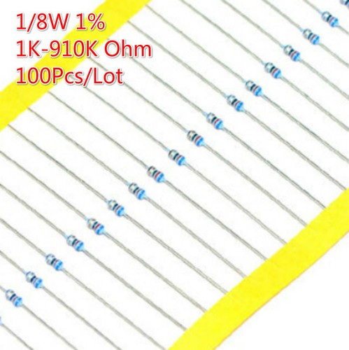 100 piezas Resistencia de película metálica 1/8W 1/8 W ±1% 1K -910K Ω Ohm 1 K - 910 K - Imagen 2 de 3