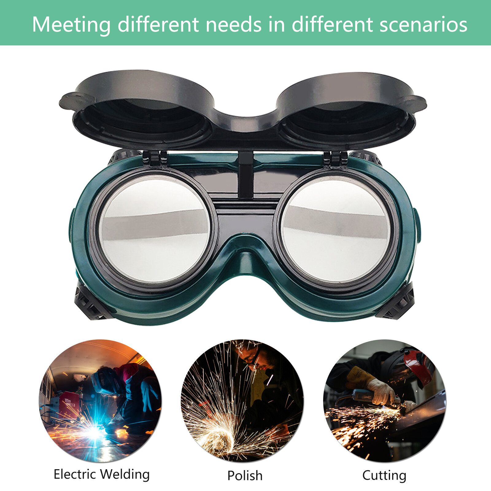 Flip Up Oxy Cutting Welding Safety Glasses Solder Welder Goggles Eye