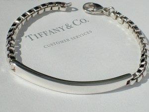 Tiffany & Co. Silver Venetian Box Link ID Silver Bracelet 7.5 Inches Hallmarked
