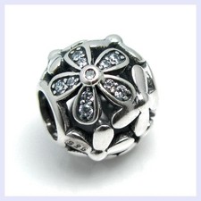 Sterling Silver Daisy Flower Blossom Clear CZ Bead for European Charm Bracelet