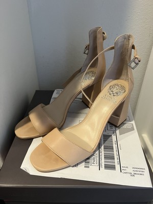WOMENS VINCE CAMUTO VC-WINDERLY BEIGE LEATHER SANDALS HEELS NEW 8.5