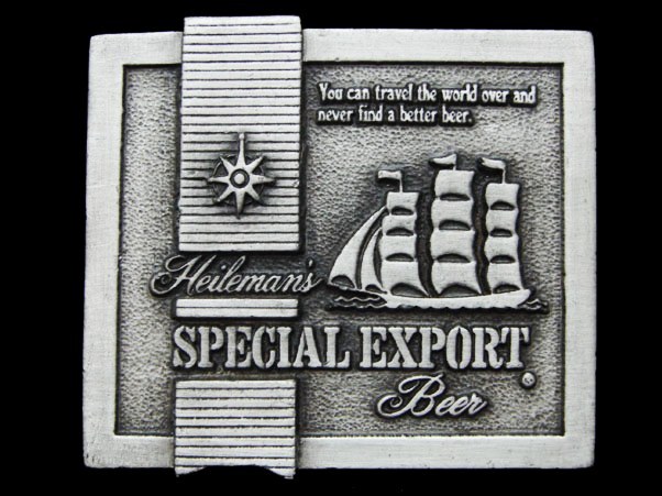JL17175 VINTAGE 1975 ***HEILEMAN'S SPECIAL EXPORT BEER** PEWTER BELT BUCKLE
