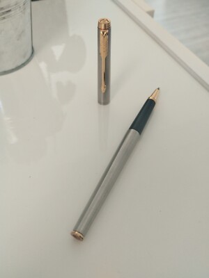 Stylo Roller PARKER 180 Métal Brossé - Finition Chrome (Occasion, État à Vérifier)