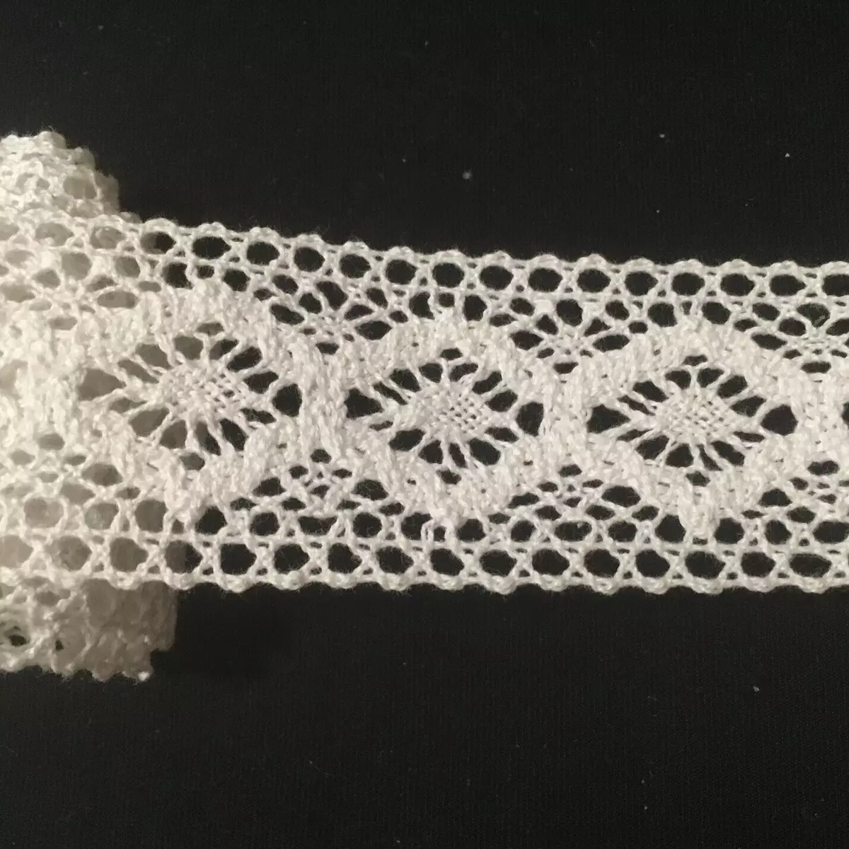 Crochet Lace Trim Galloon Lace Trim 100% Cotton 1-1/2 White 10 yards USA  W61