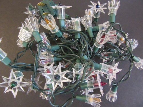 50 vtg Christmas Star Tulip Flower Petal Reflector miniature String Light lot - Picture 3 of 12