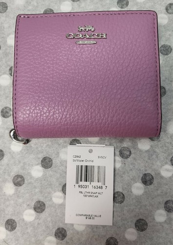 purple leather coach wallet