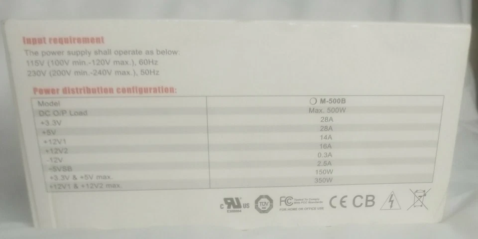Coolmax M-500B 500W Desktop Computer PC Power Supply PCI Express - Image 3 of 4