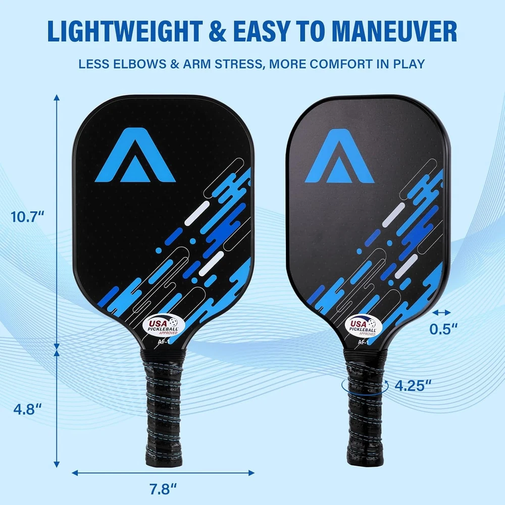 Pickleball Paddles Set of 2 with 4 Balls and Carry Bag