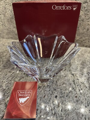 Orrefors Sweden Orion Clear Crystal Candy Dish 4642/12 43/8 H 71/8  Diameter