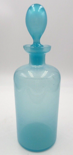 Antique 19th Century European Blue Opaline Glass Perfume Bottle with Stopper - Picture 2 of 12