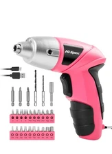 Hi-Spec Electric Screwdriver 27pcs 3.6V Pink USB Small Power Rechargerable 